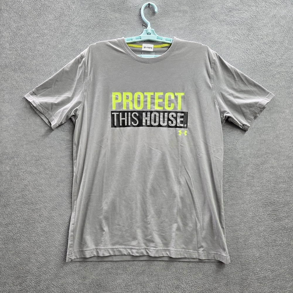Under Armour Men Shirt LG/G Gray Graphic Slogan Text Heatgear Activewear Logo